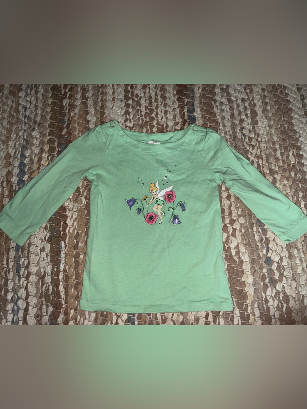 Janie and Jack Mint Green Tinker Bell Floral Long-Sleeve Tee